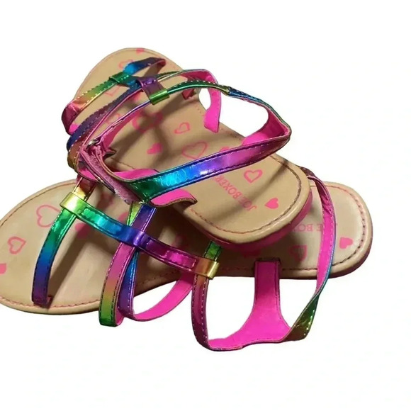 Joe Boxer Girls Sandals Size 4 Multicolor Heart Design Summer Shoes - Picture 4 of 4